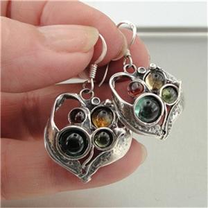 Hadar Designers Israel Handmade Sterling Silver Tourmaline Citrine Earrings (H)