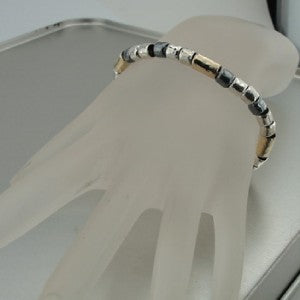Hadar Designers Handmade Modern 14k Gold Fil 925 Sterling Silver Bracelet Fine Israeli Jewelry