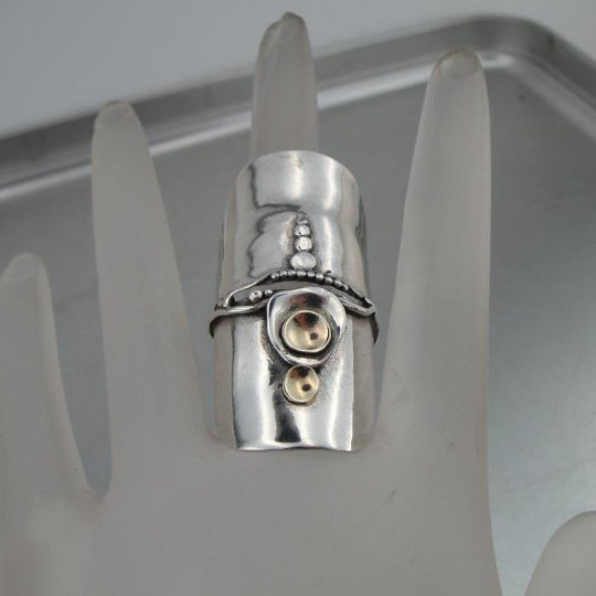 Hadar Jewelry handmade 9k Gold Sterling 925 Silver Ring (H 106)y