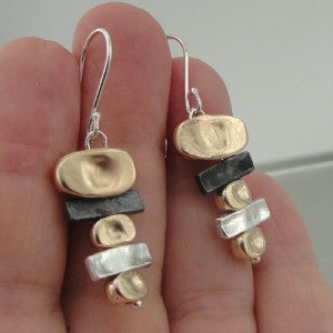 Hadar Designers Handmade dangle 14k Gold Fil Sterling Silver Earrings
