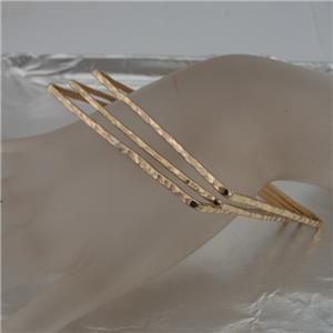 Hadar Designers 14k yellow Gold F Square Three Bangle Bracelet Handmade Art Gift for Israeli Women