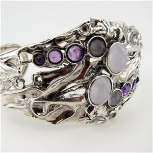 Hadar Jewelry Israel Handmade Artistic Silver Rose Q Amethyst Bracelet 