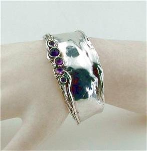 Hadar Designers Handmade 925 Sterling Silver Turquoise Cuff Bracelet 