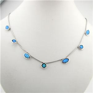 Hadar Designers Handmade Unique 925 Sterling Silver Blue Opal Necklace (as 5549)