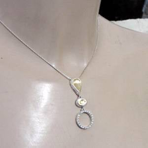 Hadar Jewelry 9k Gold Sterling 925 Silver White Zircon Pendant 