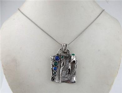 Handcrafted Sterling Silver Mix Stones Pendent