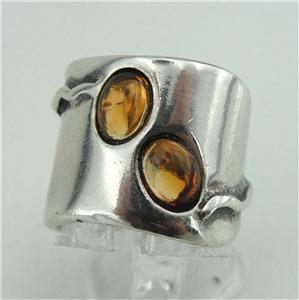 Hadar Designers 925 Sterling Silver Amber Ring