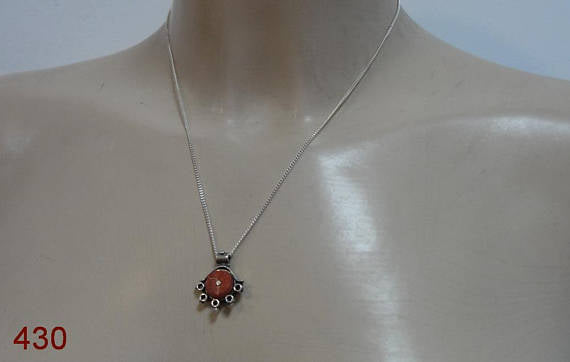 Handcrafted Sterling Silver coral Pendant ,chain ,CHRISTMAS , ( 430)