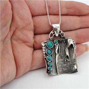 Hadar Jewelry Handcrafted 925 Sterling Silver Turquoise Pendent (H 425DO)
