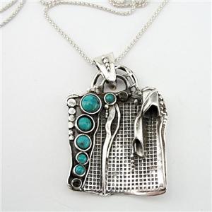 Hadar Jewelry Handcrafted 925 Sterling Silver Turquoise Pendent (H 425DO)