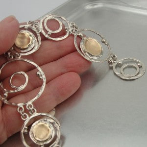 Hadar Designers Handmade 9k Yellow Gold 925 Silver Link Bracelet