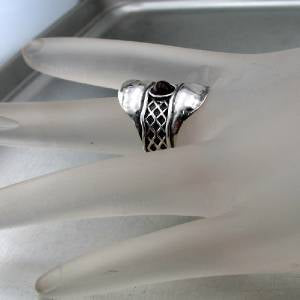 Handmade Sterling Silver Red Garnet Ring  (H 1441)