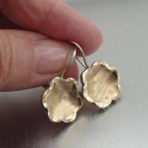 Hadar Jewelry Floral Handmade 9k Yellow Gold Sterling Silver Earrings 