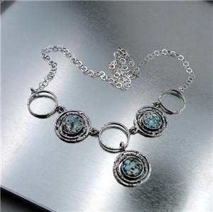 Hadar Designers Handmade 925 Sterling Silver Antique Roman Glass Necklace 