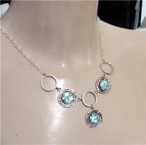 Hadar Designers Handmade 925 Sterling Silver Antique Roman Glass Necklace 