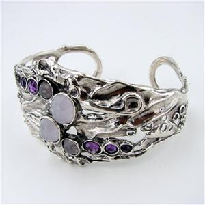 Hadar Jewelry Israel Handmade Artistic Silver Rose Q Amethyst Bracelet 