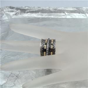 Hadar Designer Handmade Swivel 9k Yellow Gold 925 Silver Zircon Ring 