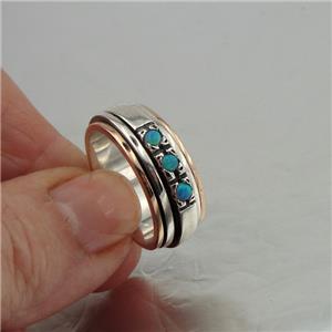 Hadar Designers Handmade Swivel 9k Rose Gold 925 Silver Opal Ring 