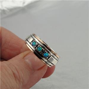 Hadar Designers Handmade Swivel 9k Rose Gold 925 Silver Opal Ring 