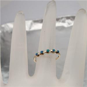 Hadar Designers Handmade Art 9k Gold Five Round Blue Opal Ring Gift for Israeli Women