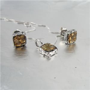 Hadar Designer Handmade 24k Yellow Gold Sterling Silver Raw Diamond Pendant