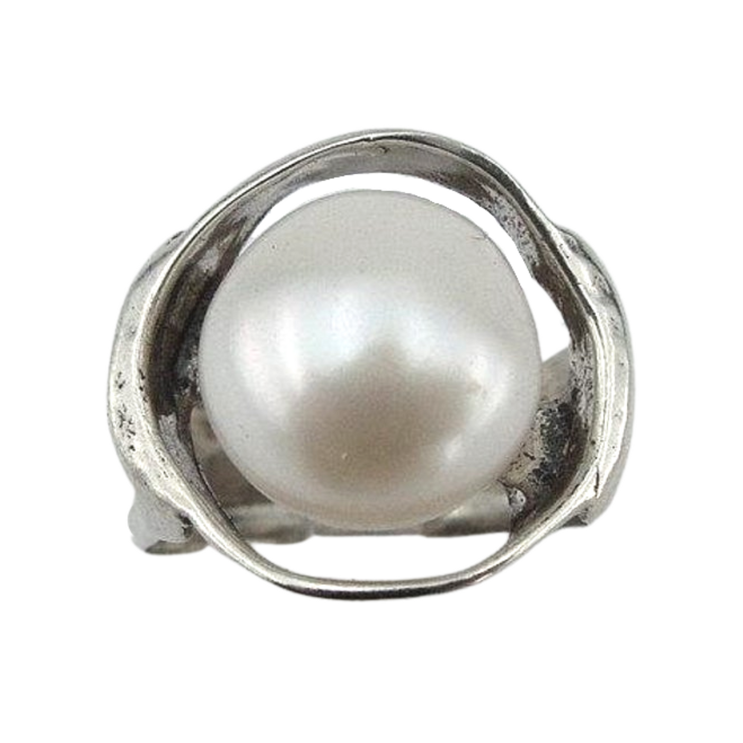 Solid sterling silver, and a Big round Natural White pearl gemstone.