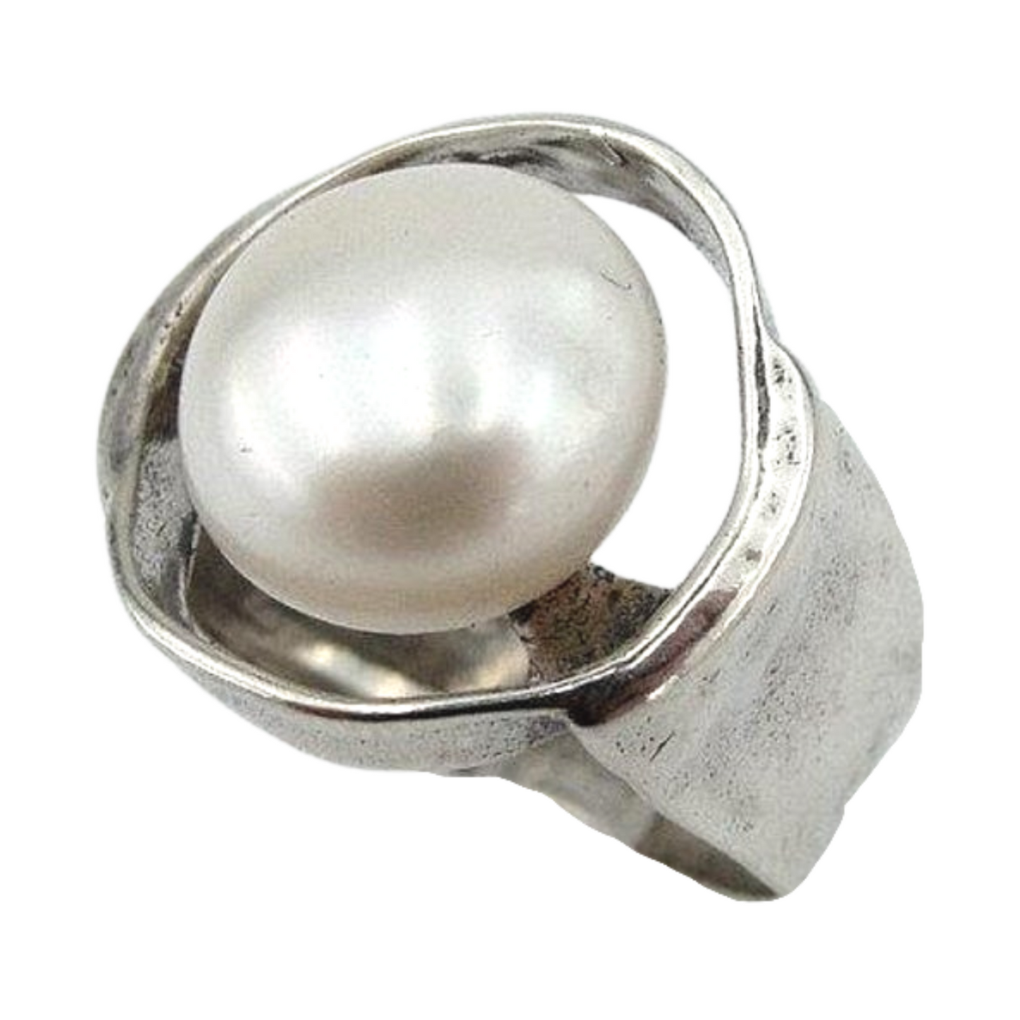Solid sterling silver, and a Big round Natural White pearl gemstone.