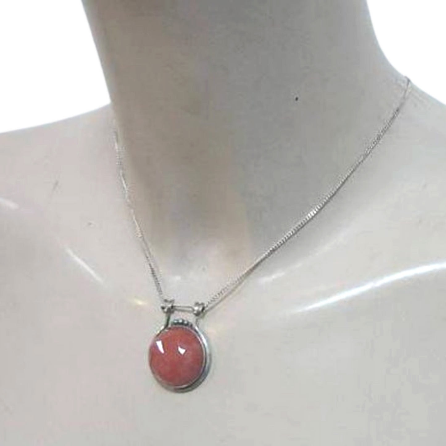 925 Silver Pendant, Cherry quartz Pendant, handcrafted Large Sterling Silver Cherry Quartz Pendent (H 4008)