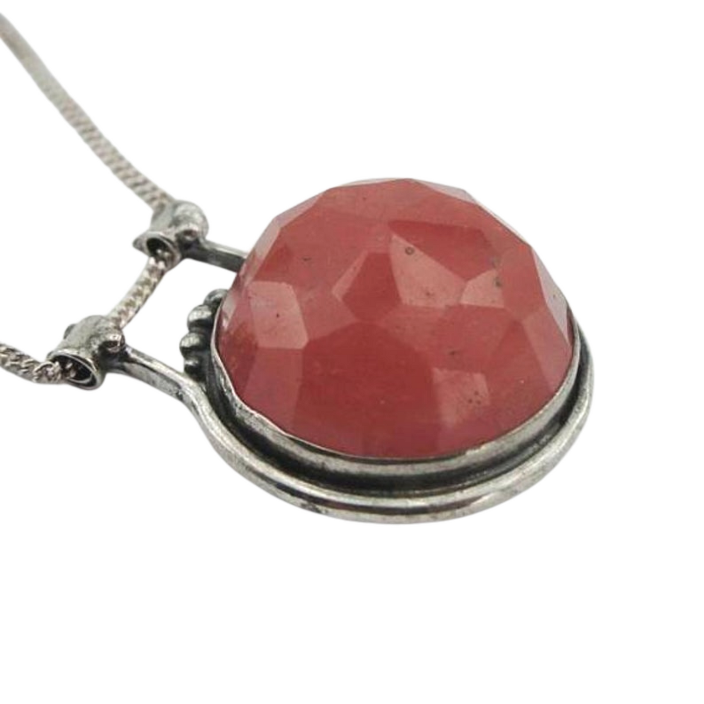 925 Silver Pendant, Cherry quartz Pendant, handcrafted Large Sterling Silver Cherry Quartz Pendent (H 4008)