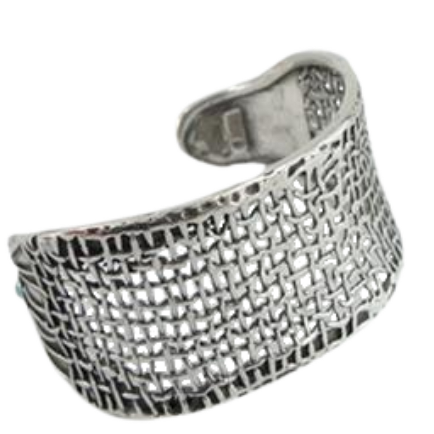 Solid Sterling Silver, Wide Net Textured Bracelet.