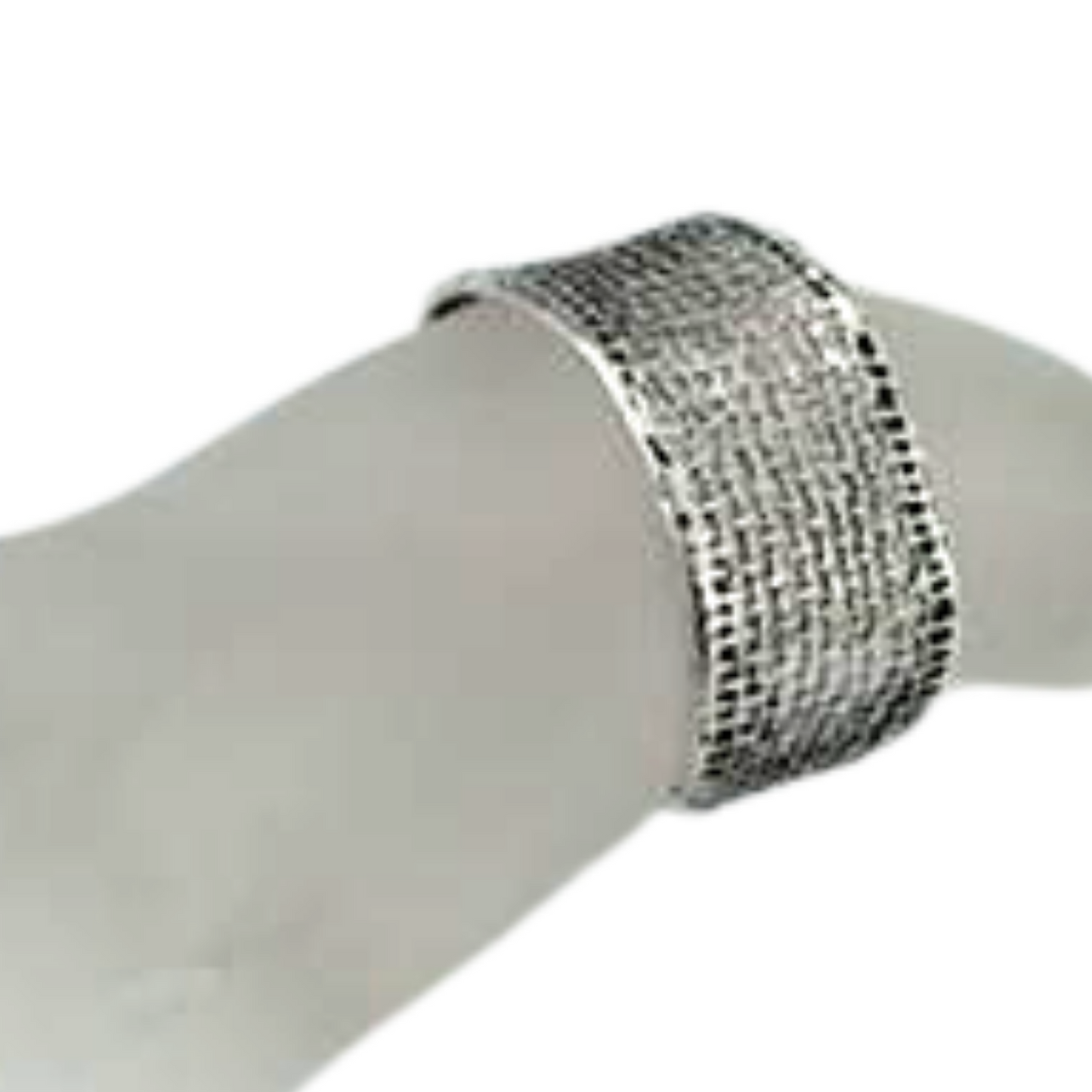 Solid Sterling Silver, Wide Net Textured Bracelet.