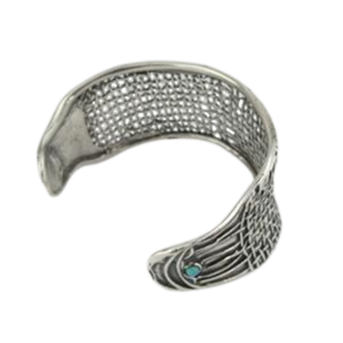 Solid Sterling Silver, Wide Net Textured Bracelet.