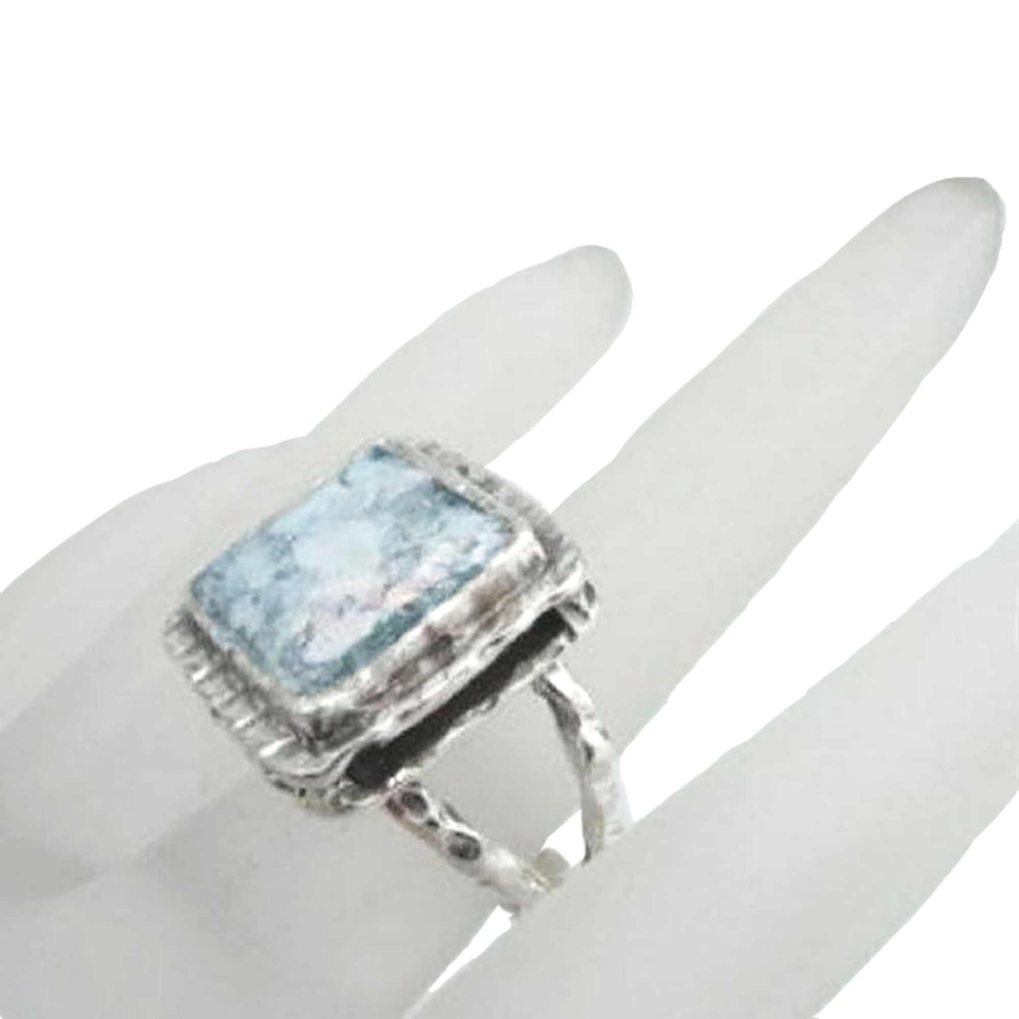Sterling Silver Square Roman Glass Ring – Hadar Jewelry