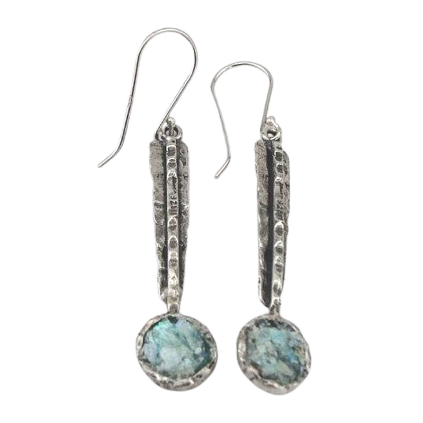 Sterling Silver & Roman Glass, Long Earring