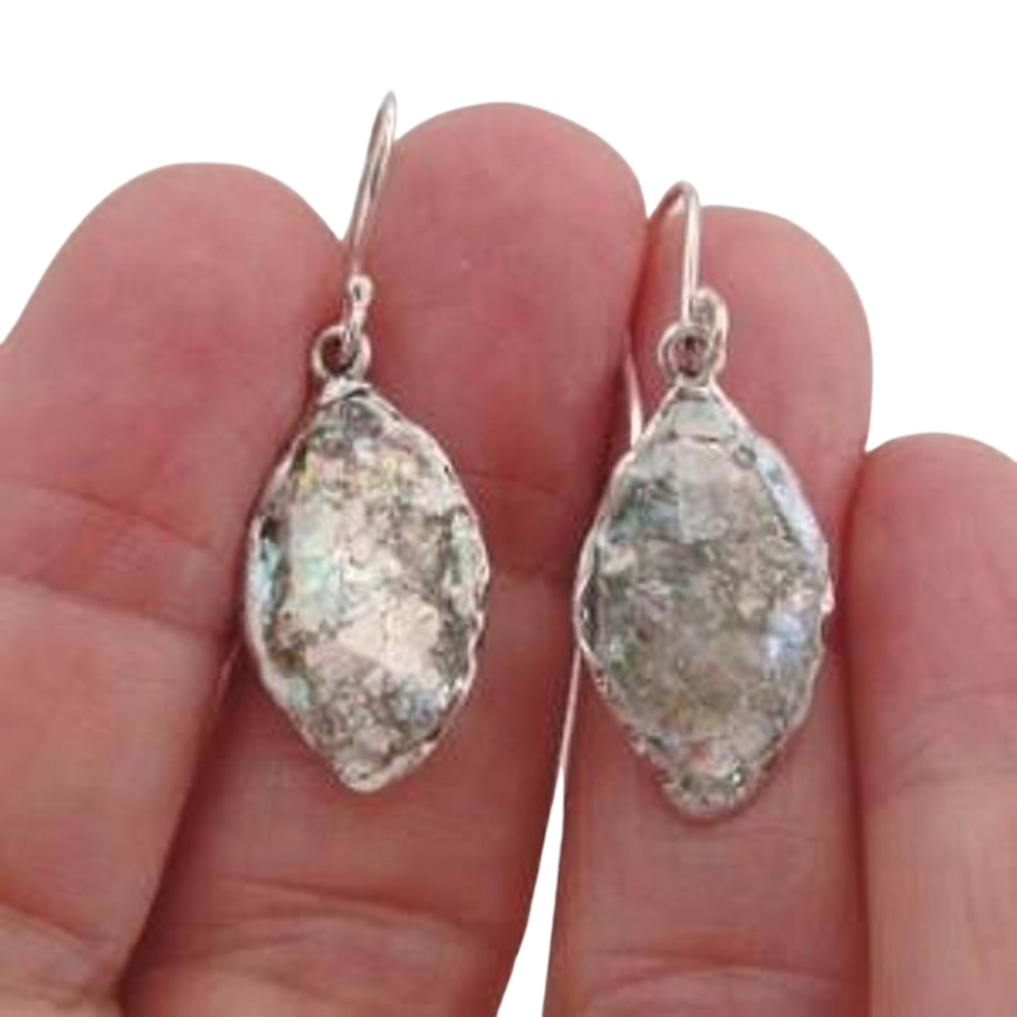 Handmade Sterling Silver Roman Glass Earrings