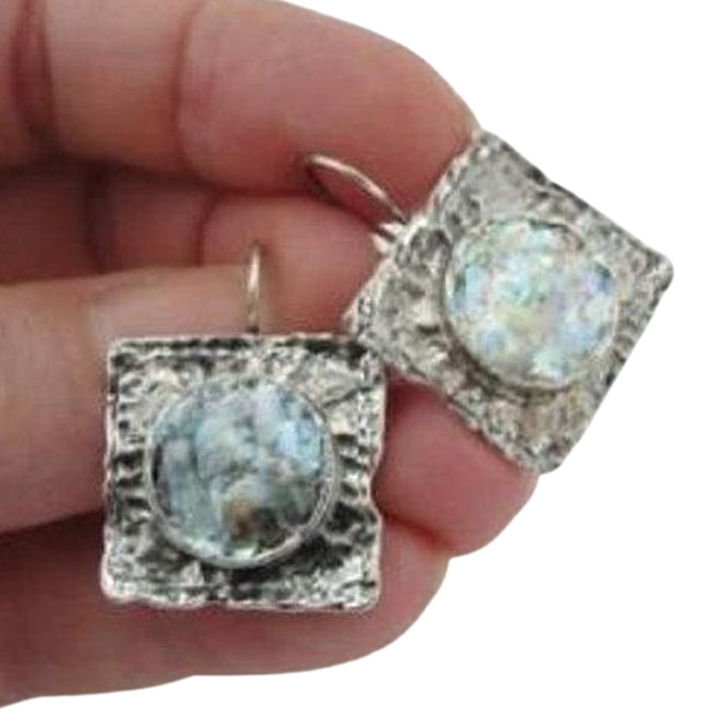 Sterling Silver Roman Glass Earrings