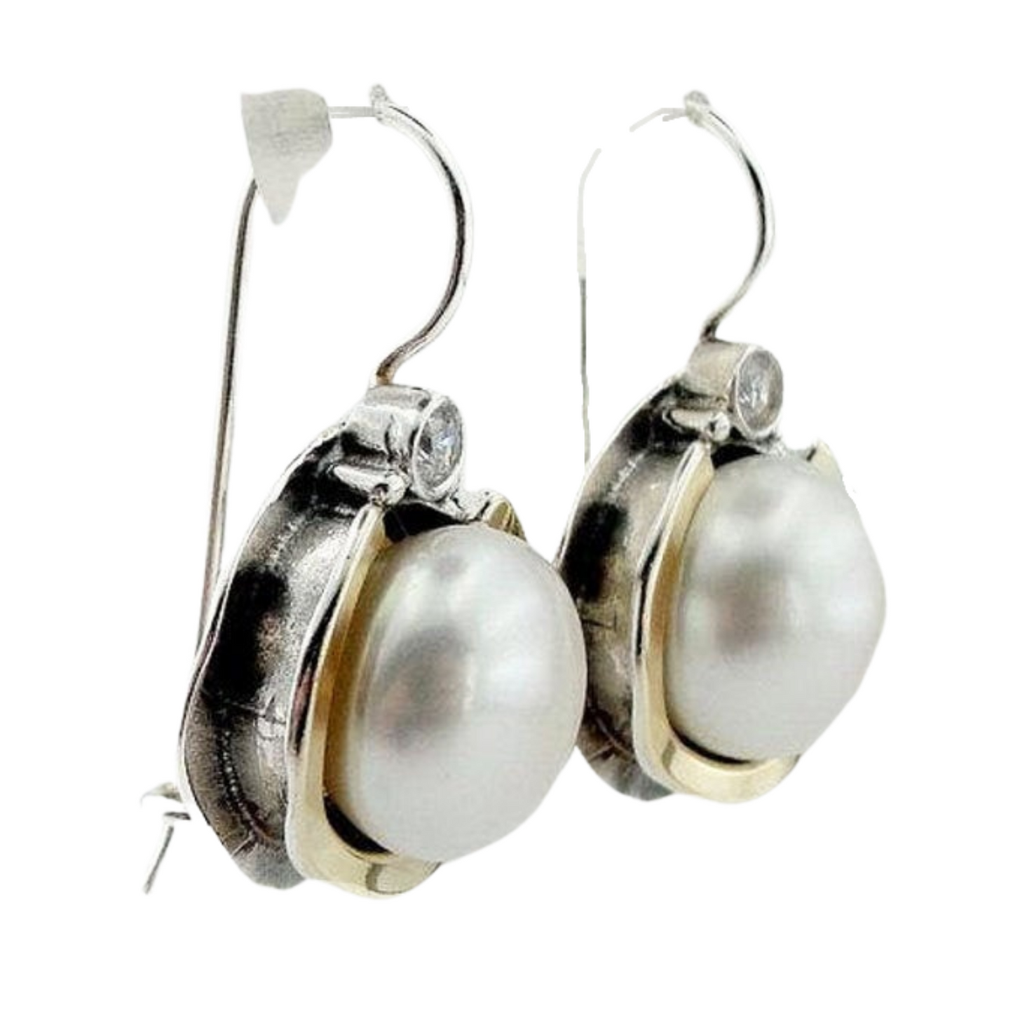 Solid 9K Gold Round Pear Earrings Dangle Earrings Fine Israeli Jewelry