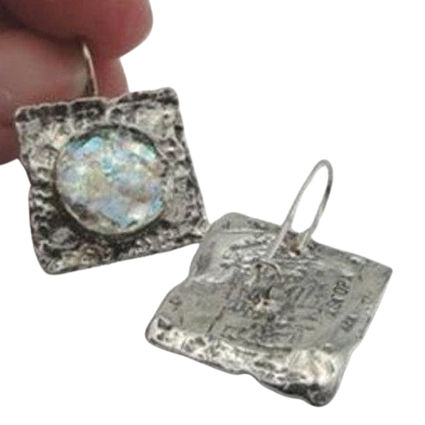 Sterling Silver Roman Glass Earrings