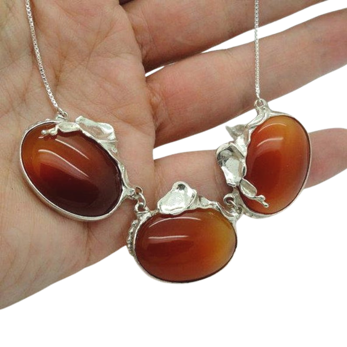 Silver Carnelian stones Necklace