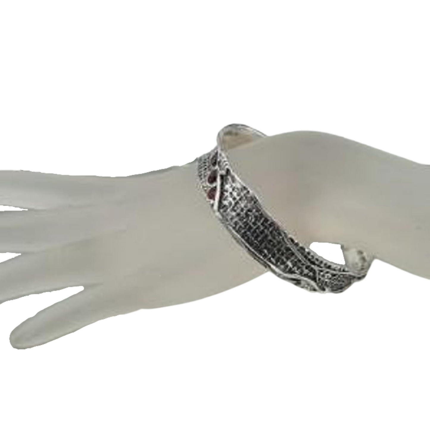 Hadar jewelry Handmade 925 Sterling Silver Red Garnet Bangle Bracelet