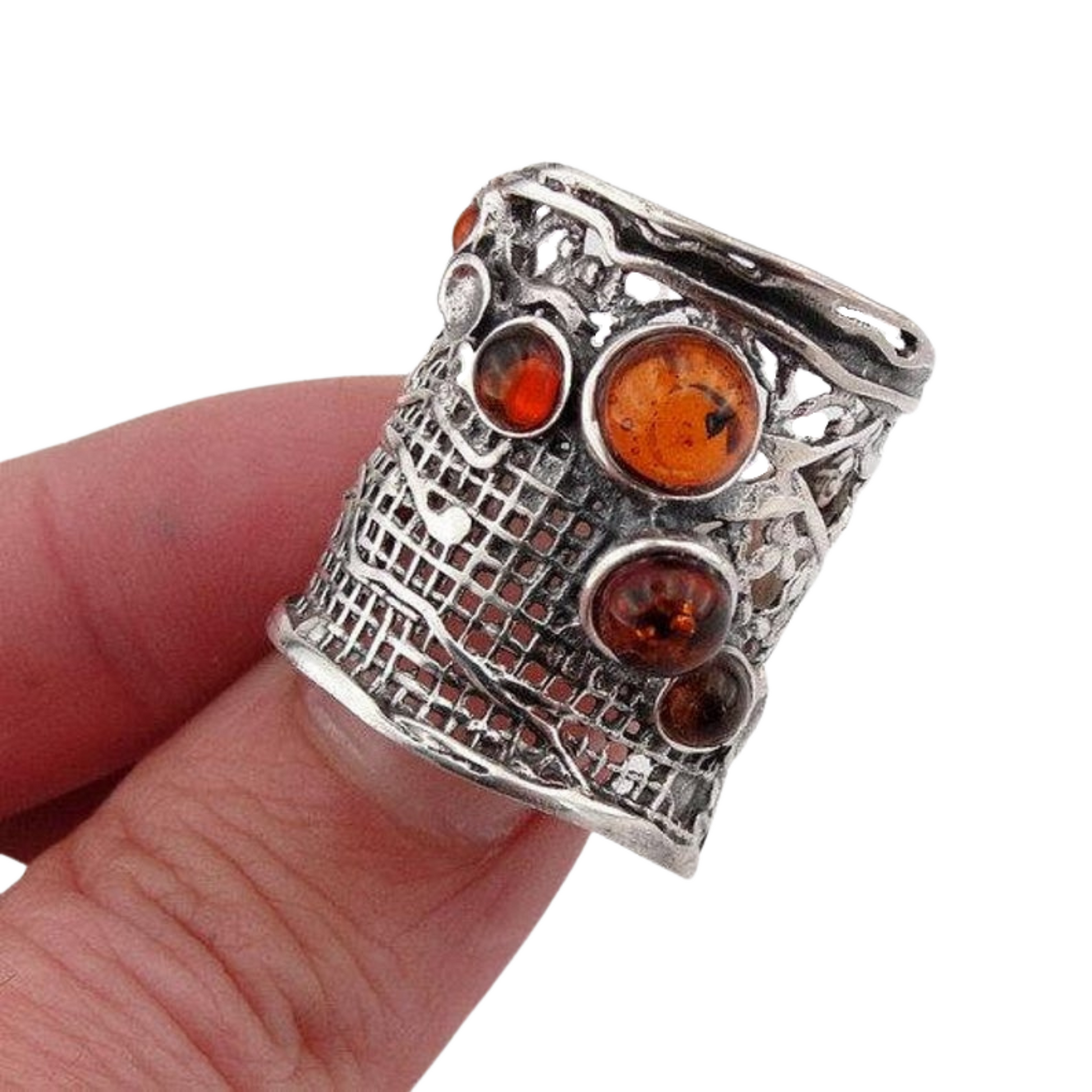 Textured sterling silver ring, wide Amber ring, wide ring, Sterling Silver Ring, Unisex ring, Honey amber ring, men ring, Made in Israel, wide ring, statement ring, Amber ring, gift for her, gift for him, Israeli Jewelry, Israeli design, men ring,