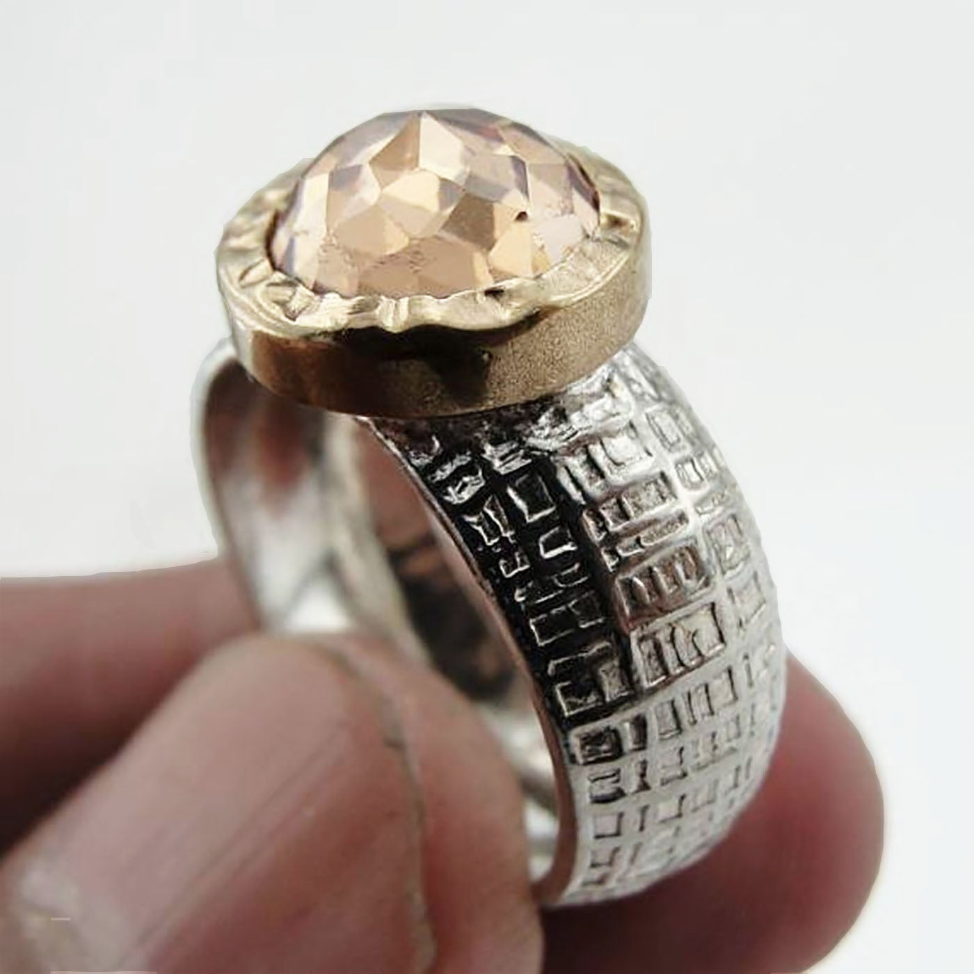 Champaign Ring 9K Gold Sterling Silver 925 Round Champaign Ring for Israeli Women Israeli Wife