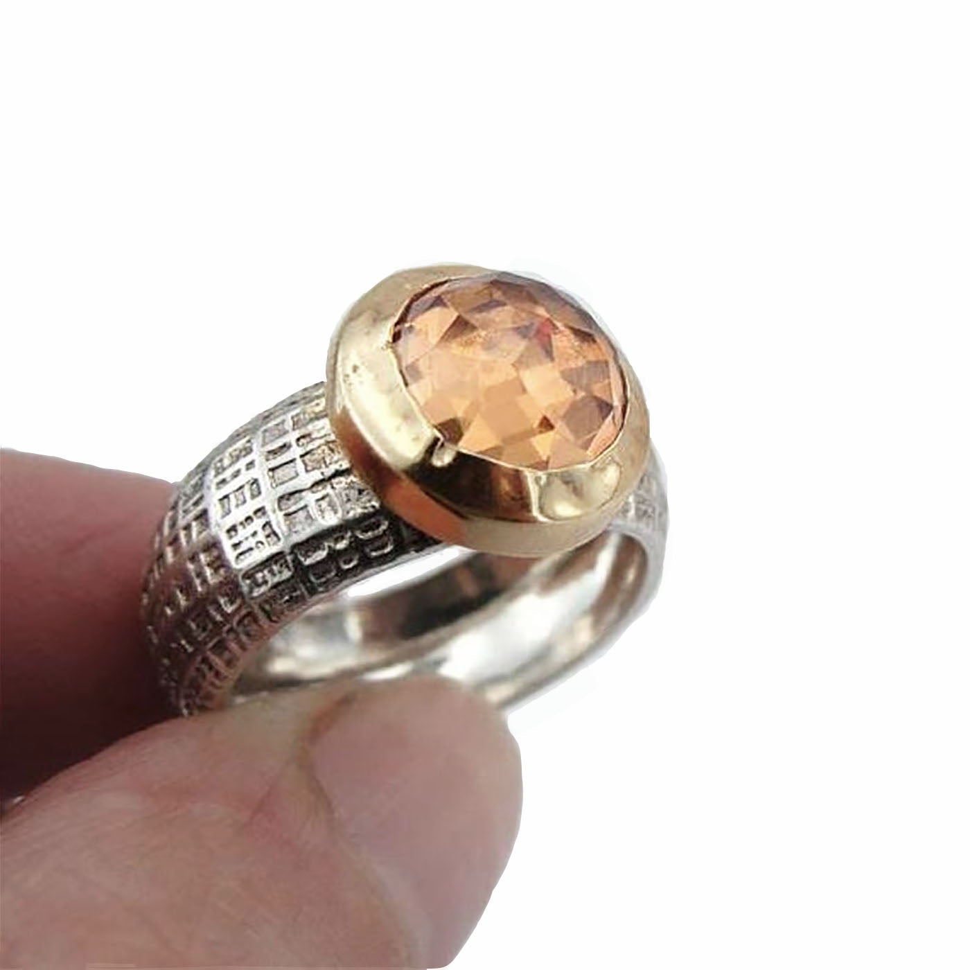 Champaign Ring 9K Gold Sterling Silver 925 Round Champaign Ring for Israeli Women Israeli Wife