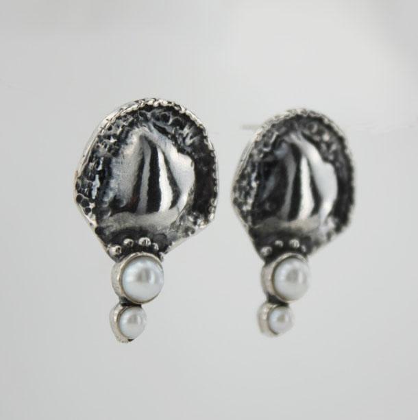 Hadar Jewelry Pomegranate earrings 925 sterling silver with Pearls