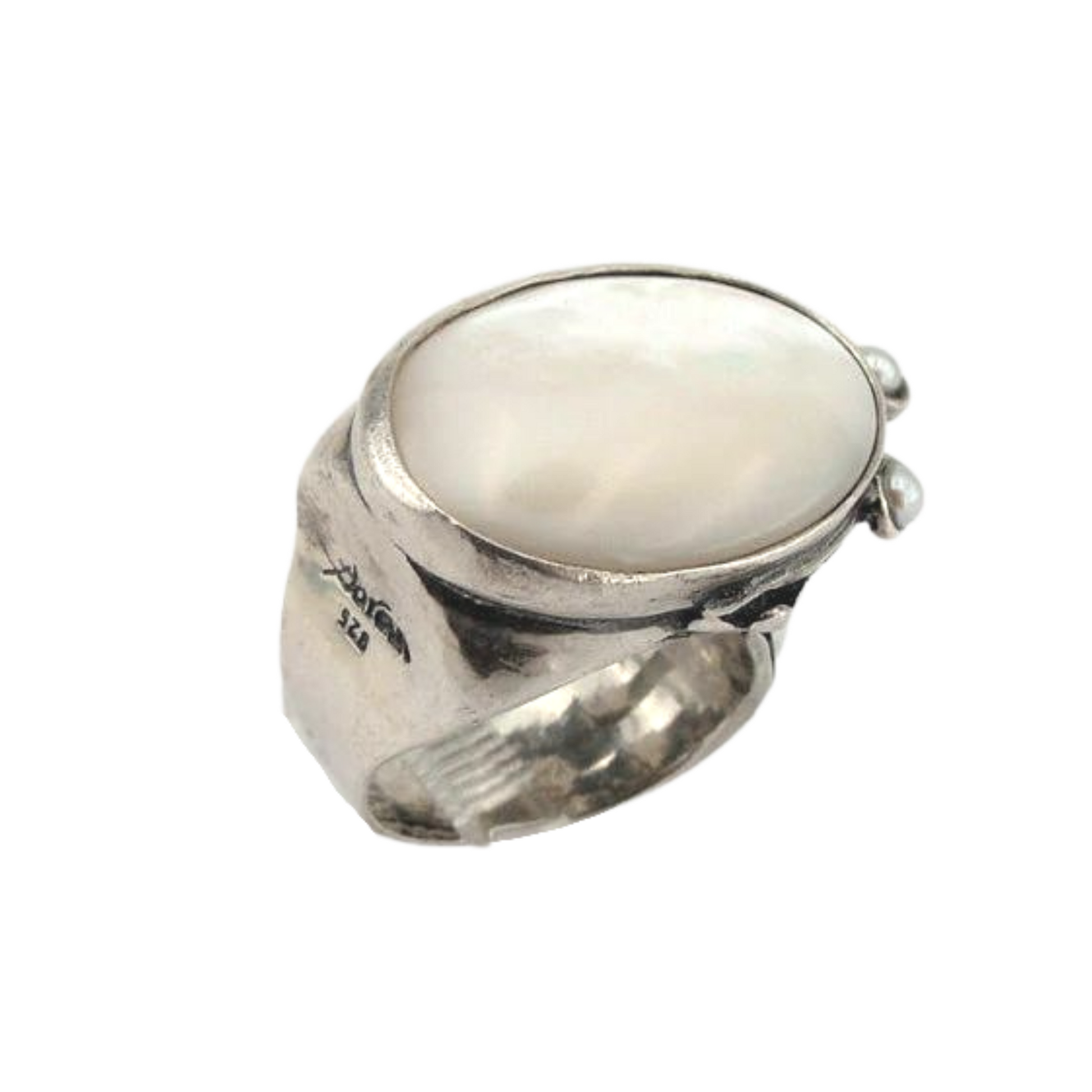 Bold Ring With a Statement Big Mother of pearl Gemstone, a Solid Sterling Silver Ring. Jewelry for men and women, statement ring, bold ring, unisex ring, men ring, man ring, women ring, gift for her, gift for him, Pearl ring, Multiple gemstone ring