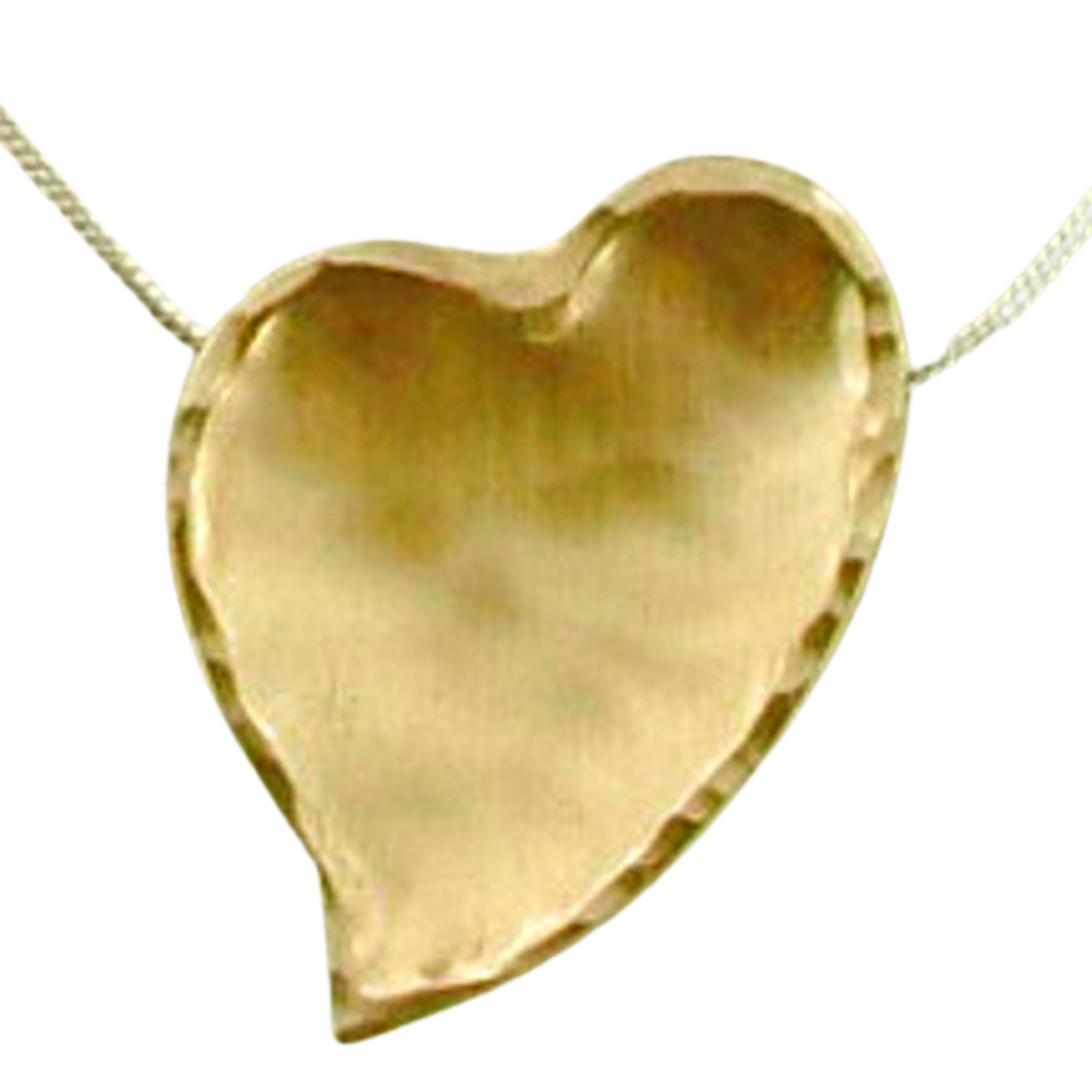 Hadar Designers Large Heart Pendant Handmade 9k yellow Gold 925 Silver