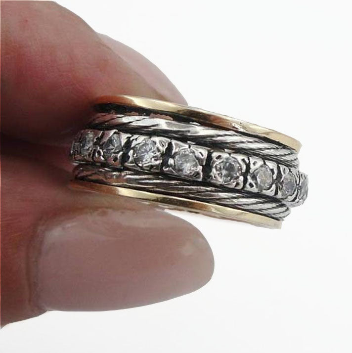 Swivel Silver &  9k gold Ring