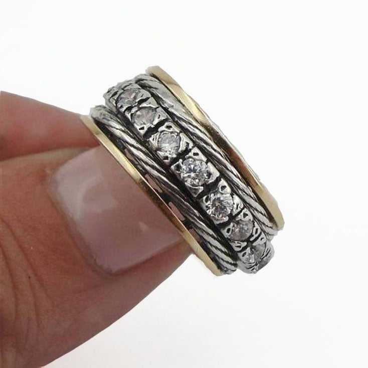 Swivel Silver &  9k gold Ring