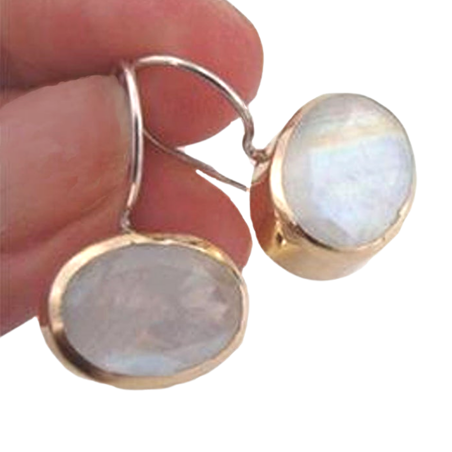 Handmade Sterling Silver 9k Yellow Gold Moonstone Earrings, gold Moonstone earrings, Silver and gold Moonstones earrings, Christmas Gift, Israeli Jewelry, Gold Earrings, Gold Jewelry, Israeli design, gift for mom, Dangle earrings, Gold dangle earring