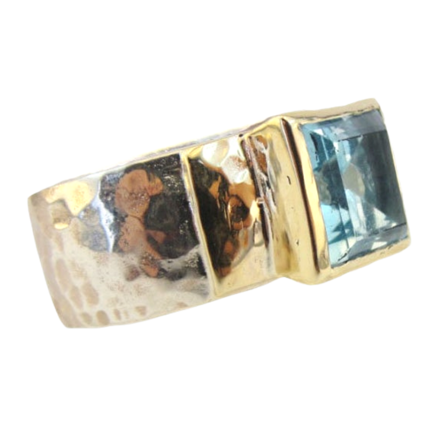 Square Blue Topaz Ring, silver and gold, chunky ring, square gemstone, wide ring, unisex style, ring for man, ring for woman, Cocktail ring, unisex ring, bold ring, statement ring, blue topaz ring, sky blue Topaz ring, men jewelry, women jewelry